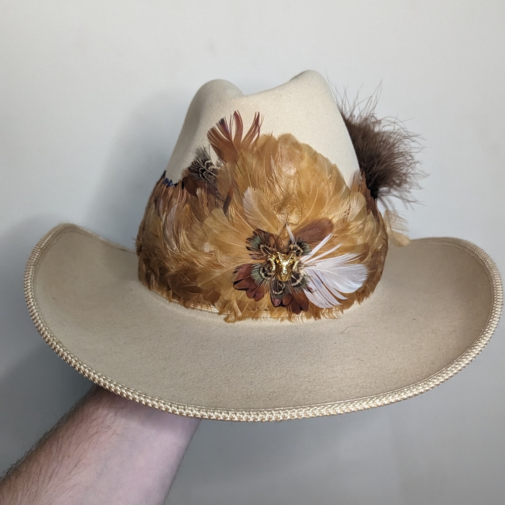 Stetson Hat with Feather Band Size 6 and 7/8